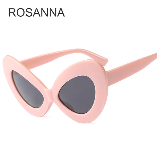 ROSANNA New Big Frame Unique Cat Eye Sunglasses Women 2019 Fashion Brand Designer Sun glasses Female Vintage Black Pink Shades-ifeelyoubaby